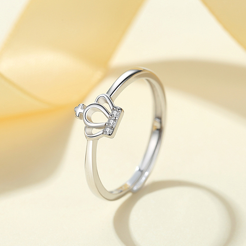 Fashion Sterling Silver Crown Ring Female