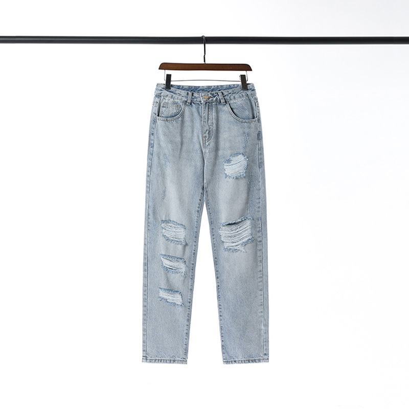 Title 3, Classic Washed Old Knife Ripped Denim Length Je...