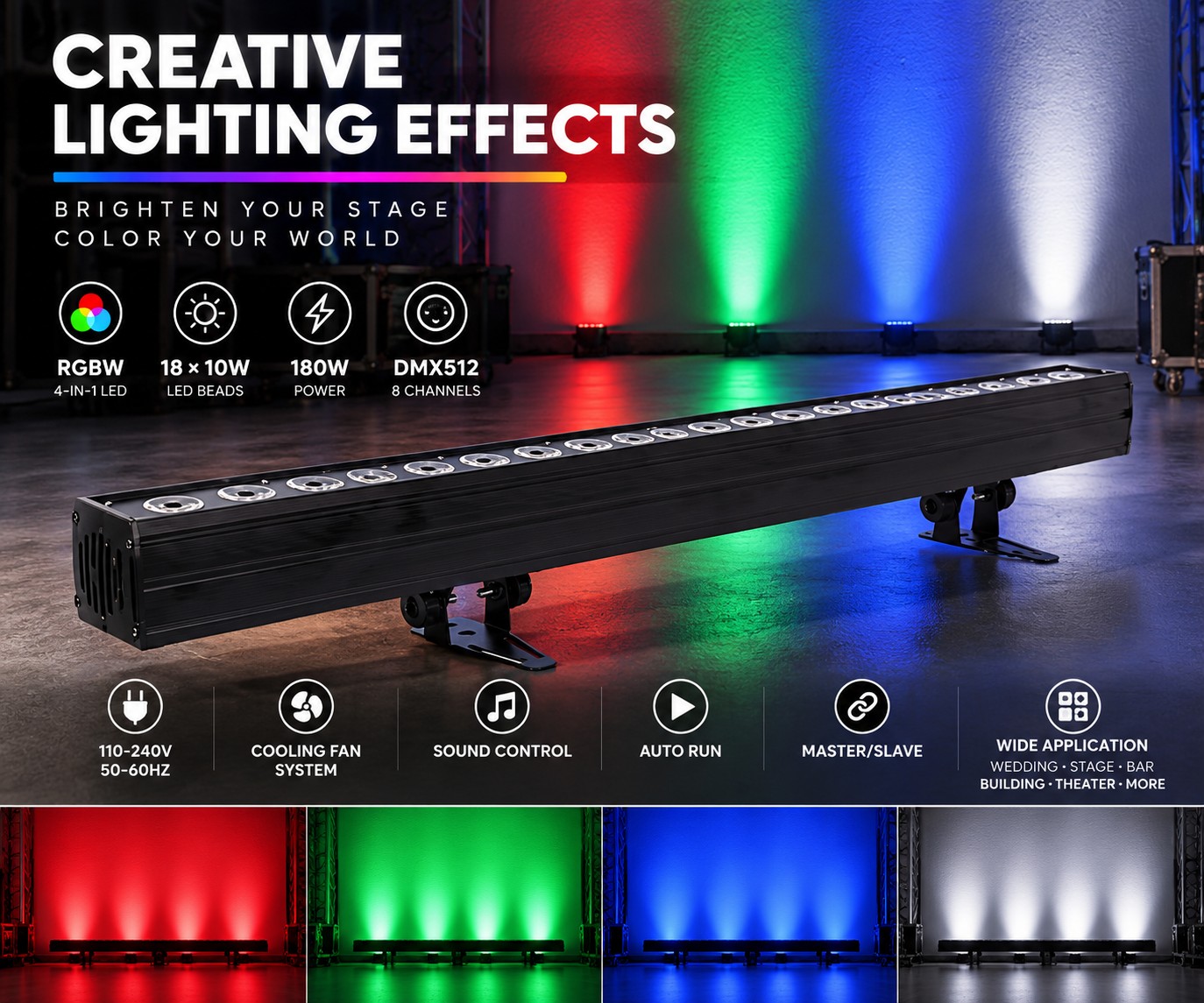 LAMPĂ de lucru LED 18 Lampă portabilă de exterior cu sursă de alimentare RGB 180W cu corp de iluminat eficient din punct de vedere energetic