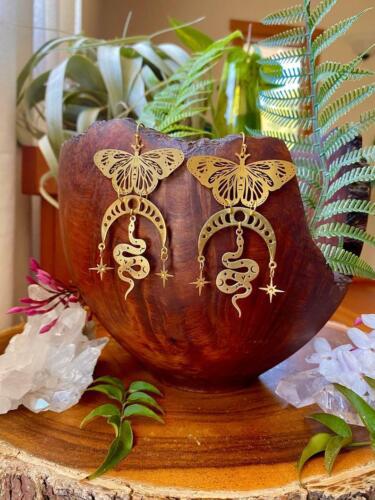 Fashion Butterfly Moon Snake Earrings