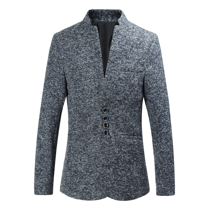 New Men's Chinese Stand Collar Suit Multi Button Large Slim Fit