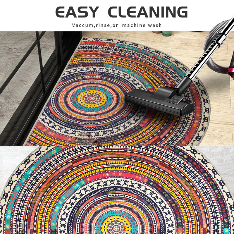 Bohemian Vintage Semi Circular Carpet, Half Round Door Mat,Semi Circle Bathroom Floor Rug,Mandala Boho Bohemian Non-Slip Welcome Entrance Way Absorbent Bath Mat — foto 5