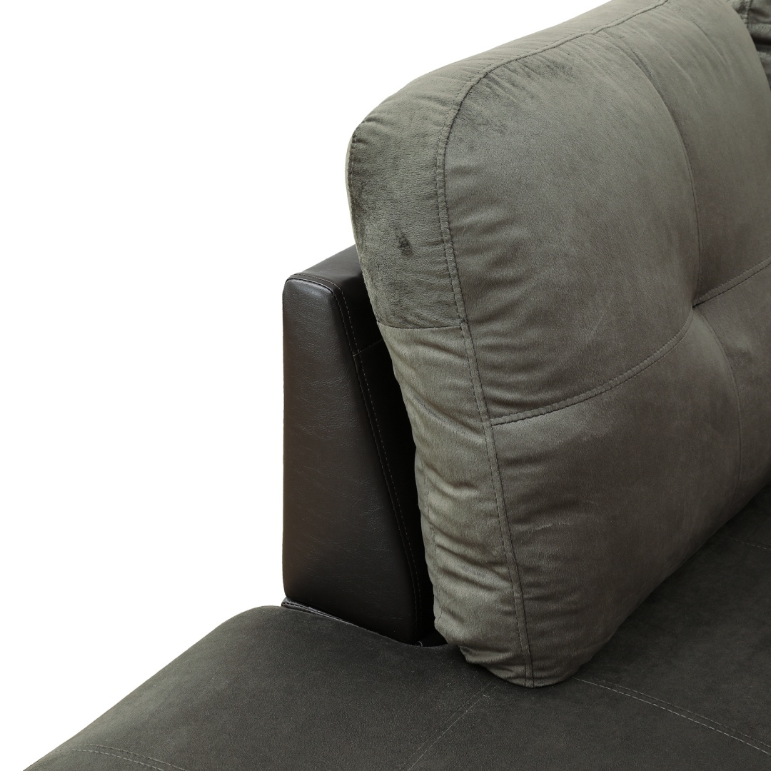 Taupe Flannel And PVC 3-Piece Couch Living Room Sofa Set