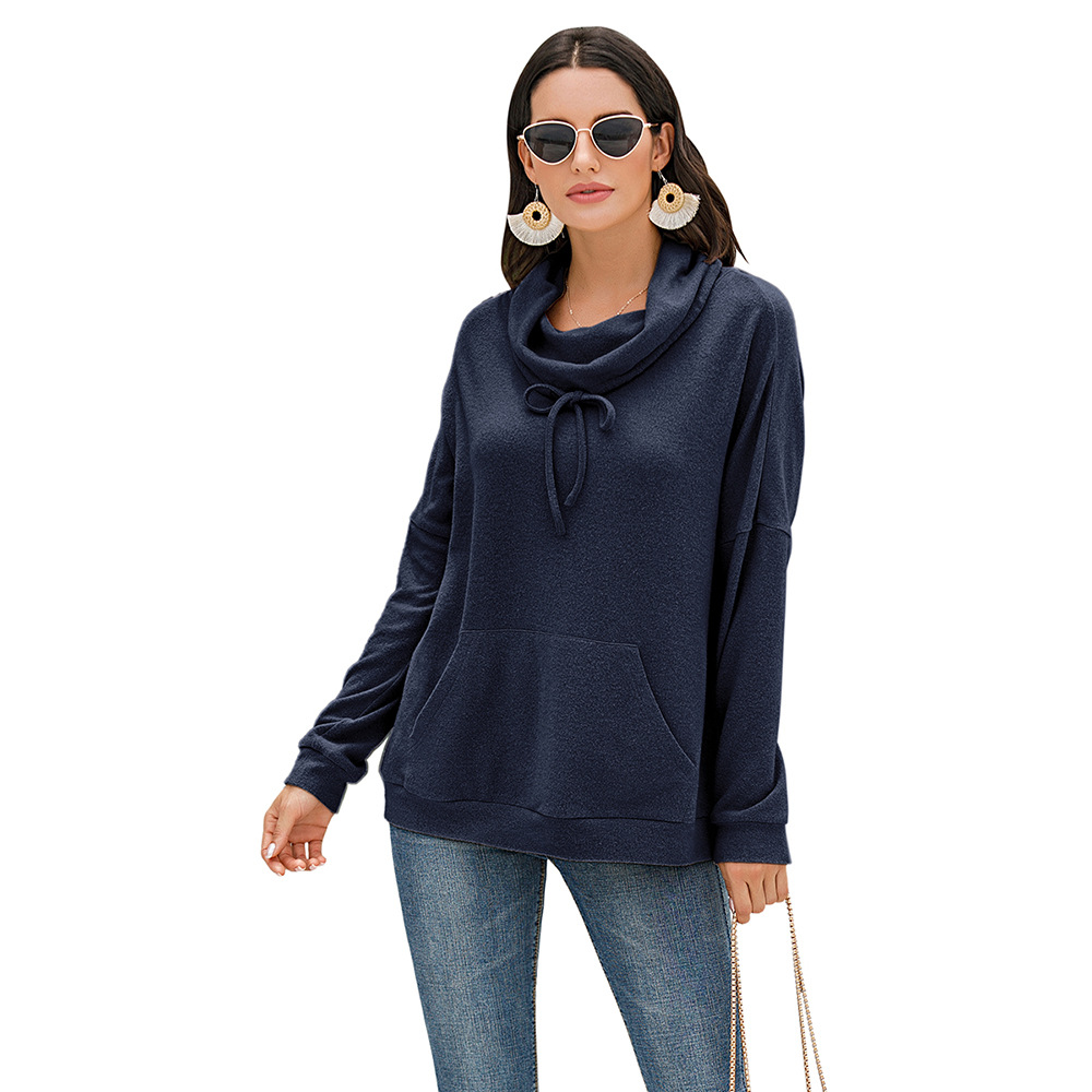 Women's Cashmere Loose Long Sleeve Solid Color Pullover Sweater Blue - Shop at LoveMi