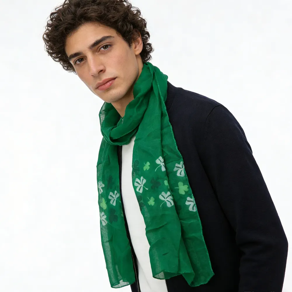Olive Skinny Printed Scarf, vacation, daily Life