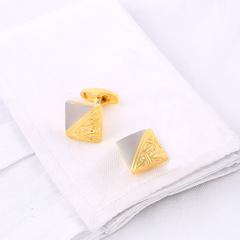 Square Pattern Gold And Silver Two-tone High Quality French Cufflink Pure Copper Metal Buttons — foto 11