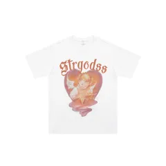 Summer Heavy American Retro Street Overesize Angel Print T-shirt - White - View 1