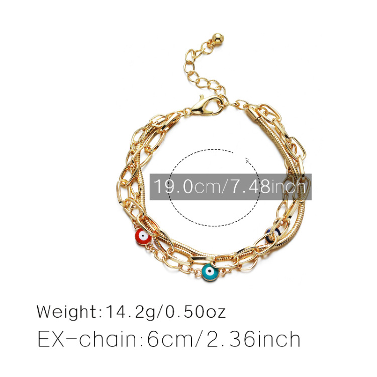 Colorful Eye Beads Pendant Fashion Multi-layer Chain Bracelet