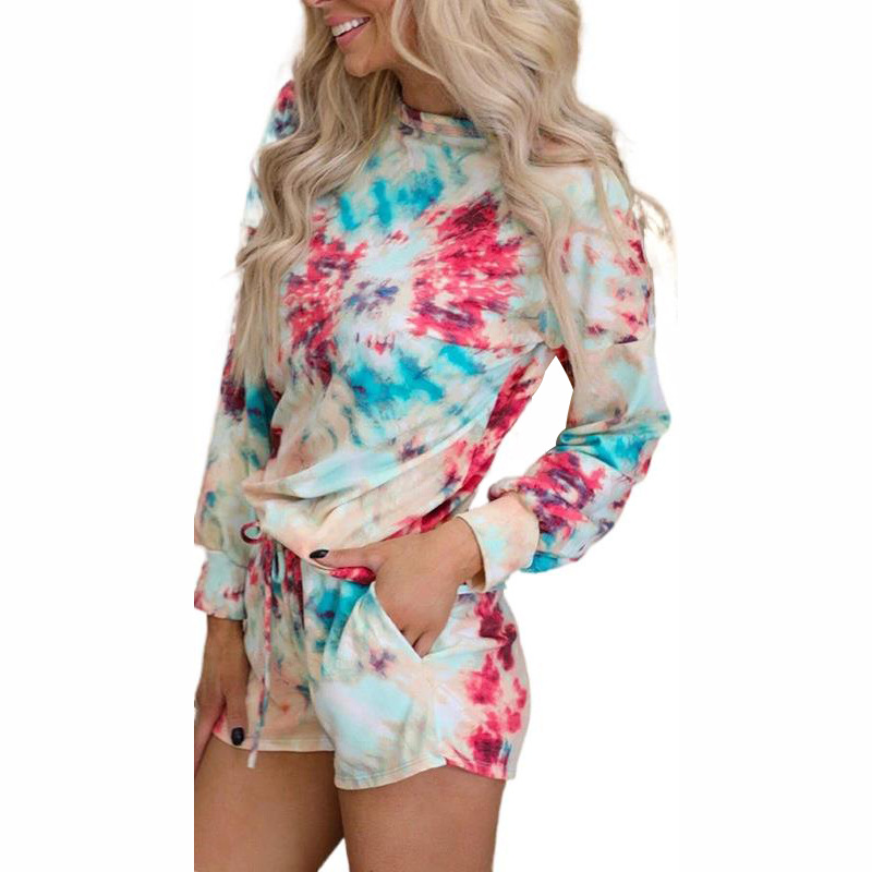 European And American Tie-Dye Home Service Printed Long-Sleeved Casual Suit