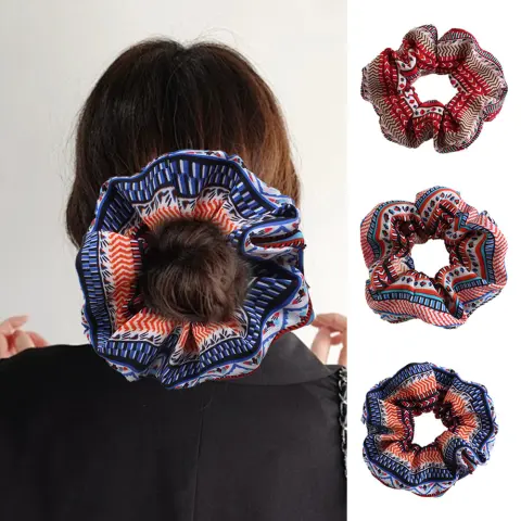 New Retro Printed Large Intestine Hair Tie for Women