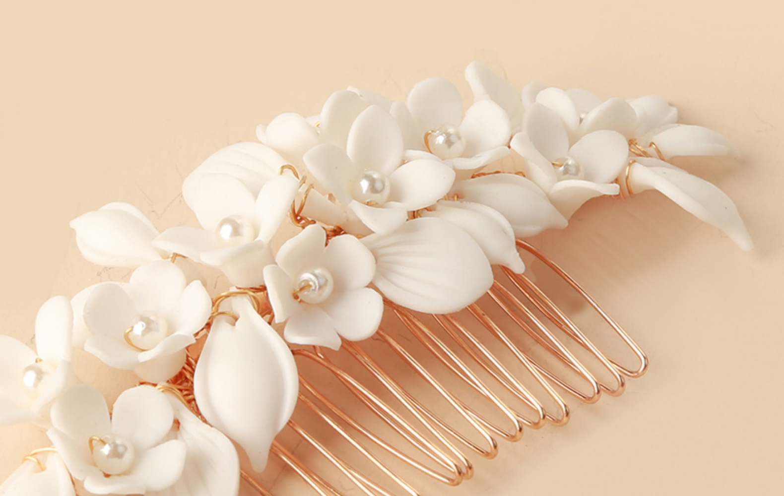 White Ceramic Flower Headwear For Women