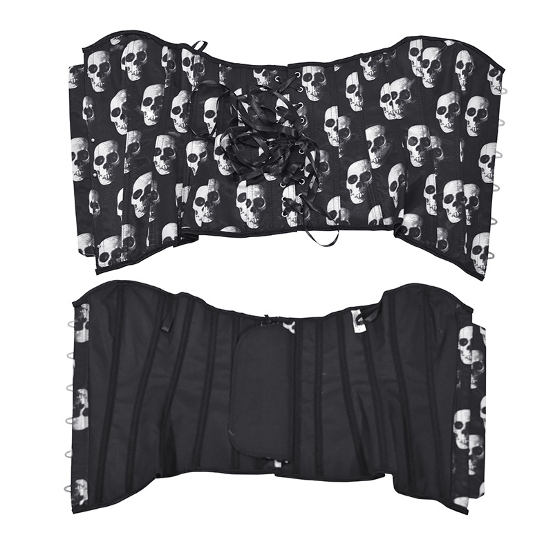 Title 3, Skull strapless court corset dames top, een sti...