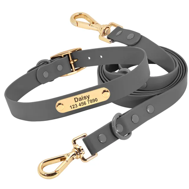 Collar Leash Medium Dog Teddy Grey Suit - Shop at LoveMi