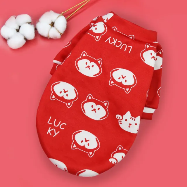 Printed Cartoon Pet Clothes Plus Velvet Two legged Sweater Red Husky Head - Shop at LoveMi