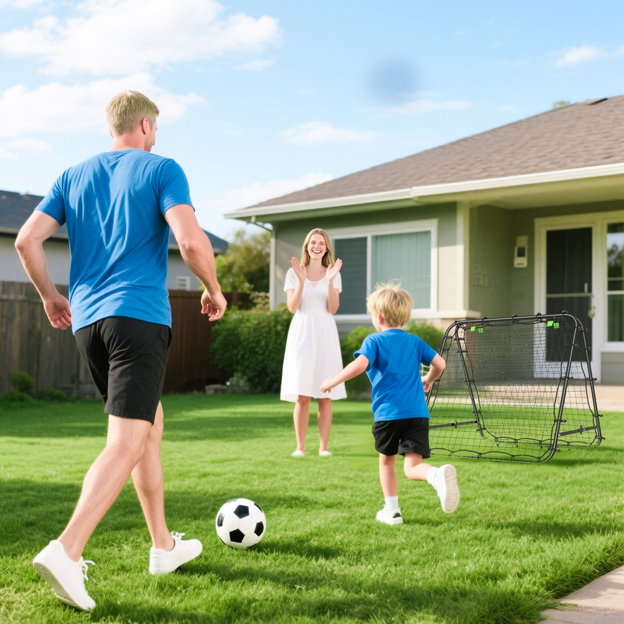 Double Sided Football Rebound Net, Five Adjustable Angle Door, Black — image 9