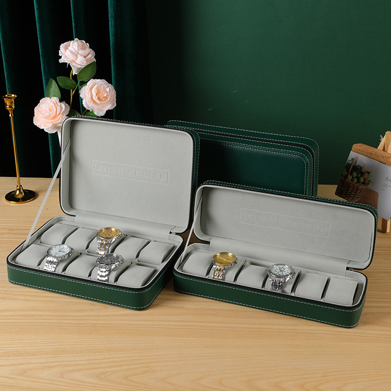 Green Zipper Watch Organizer Portable