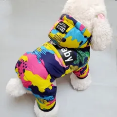 Pet Puppy Winter Thickened Four Legged Cotton Padded Clothes - Black - View 1