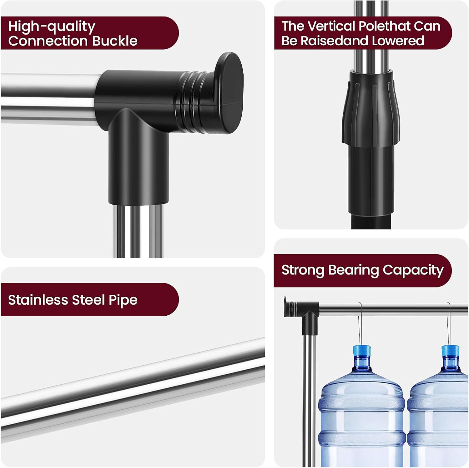 Heavy Duty Metal Single Rail Clothes Garment Hanging Rack Shelf Display Stand