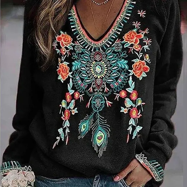 Lapel Ethnic Style Spring And Autumn Long Sleeve Bottoming Shirt Black - Shop at LoveMi