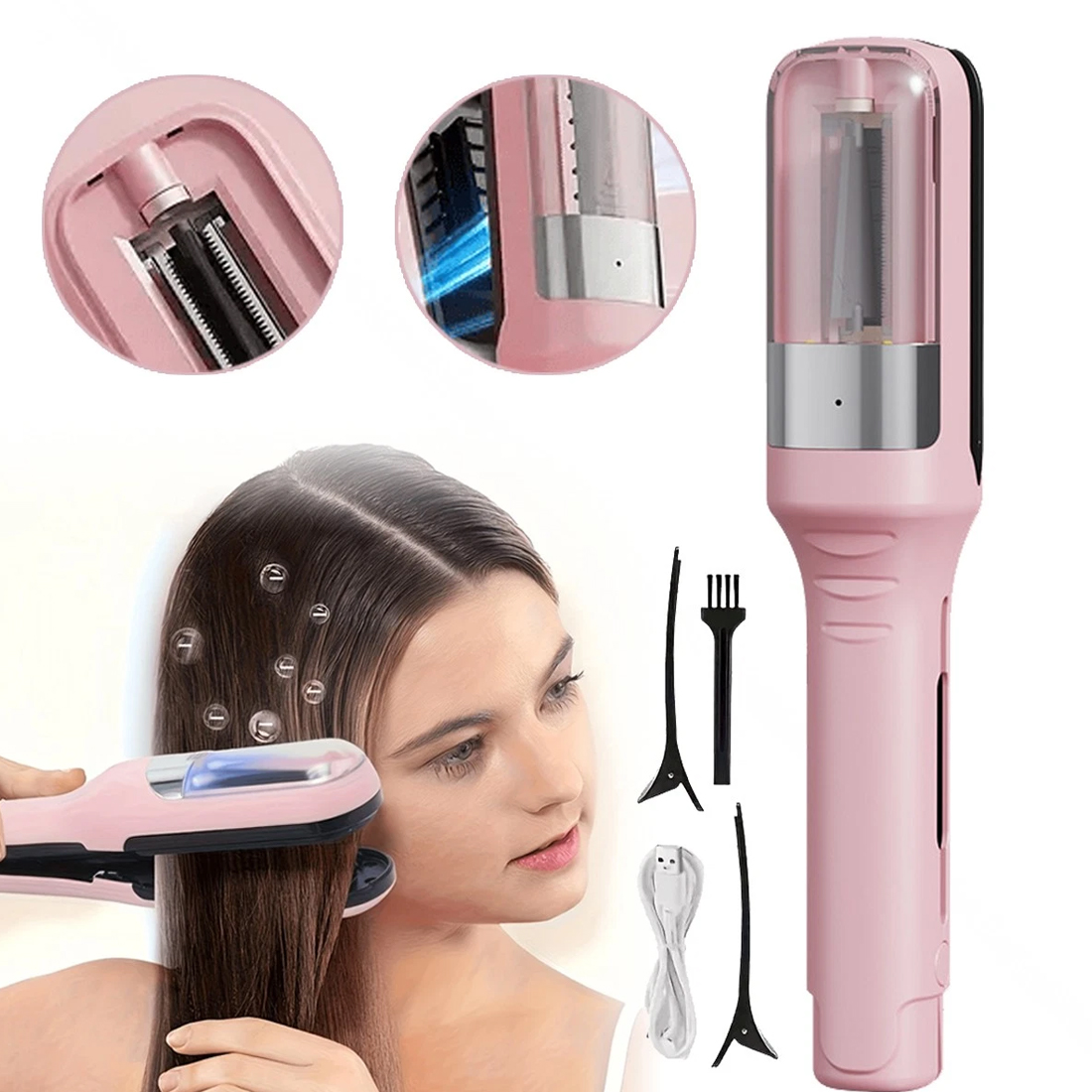 Hair Split End Remover Electrics Trimmer Automatic Damaged Repair Remover---Pink — image 5