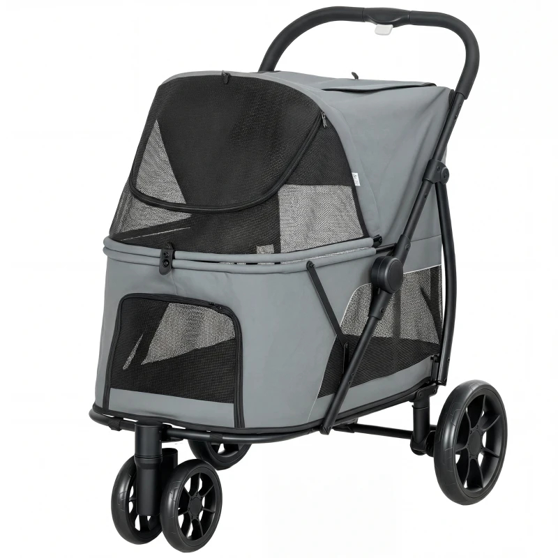 Poussette pour animaux de compagnie à 3 roues avec pliage rapide facile en un clic – Image 7