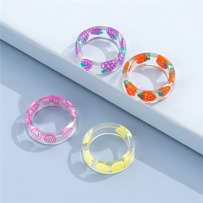 Fruit Ring Strawberry Lemon Grape Pitaya Four-piece Set