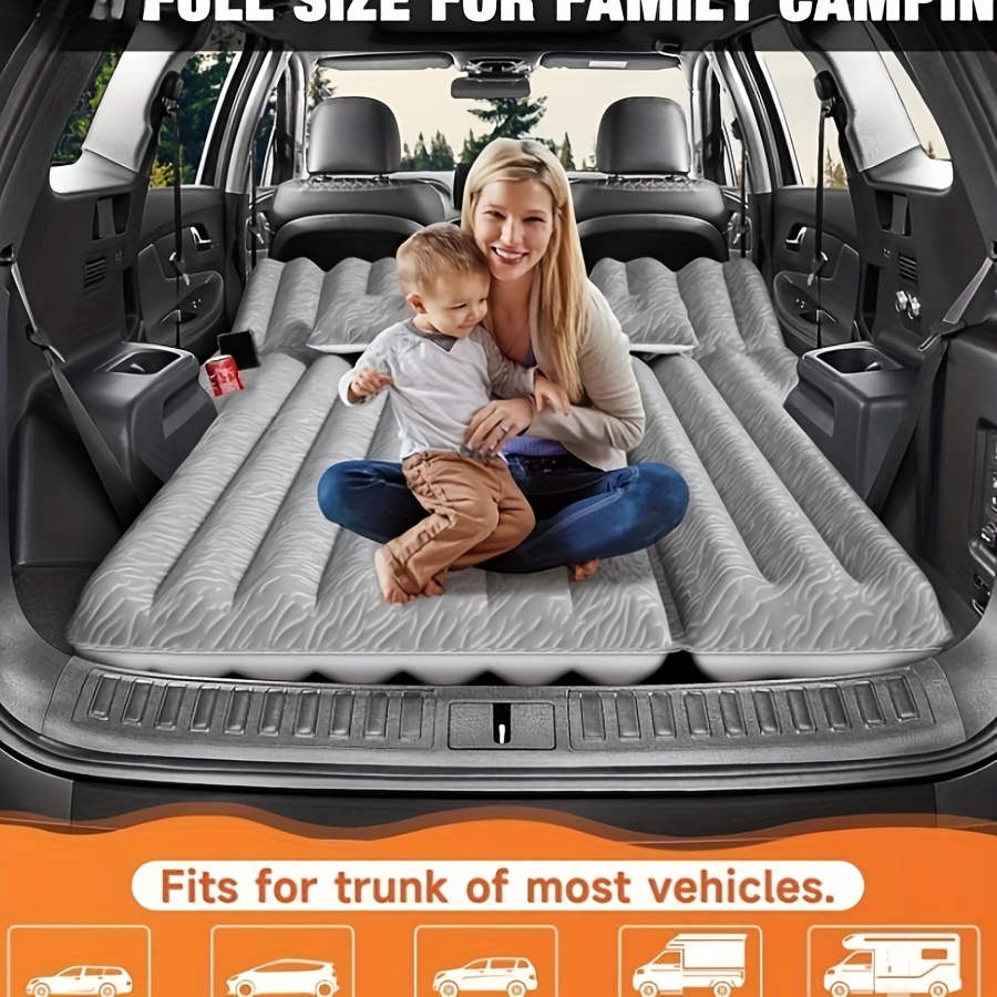 Air Mattress For SUV, Inflatable Car Air Mattress For Camping, Flocking Car Bed With Air Pump & 2 Pillows, Portable Sleeping Pad Mattress, With Phone And Cup Holder
