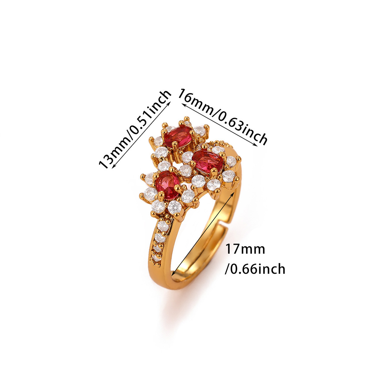 Vintage Flower Zircon Adjustable Ring