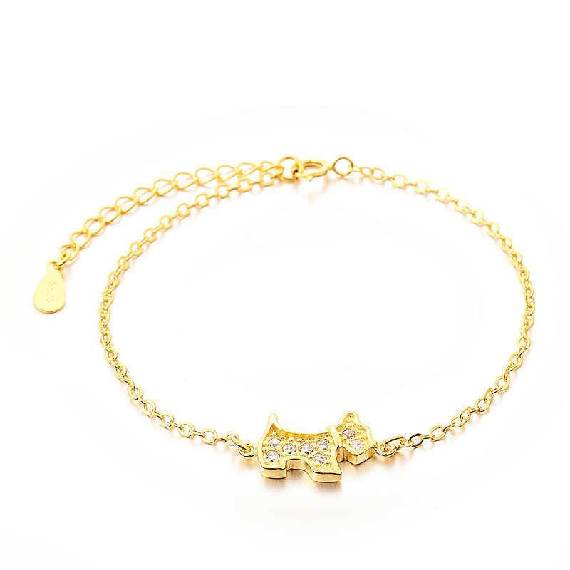 Title 3, Fashion Gold Dog Bracelet With Zircon