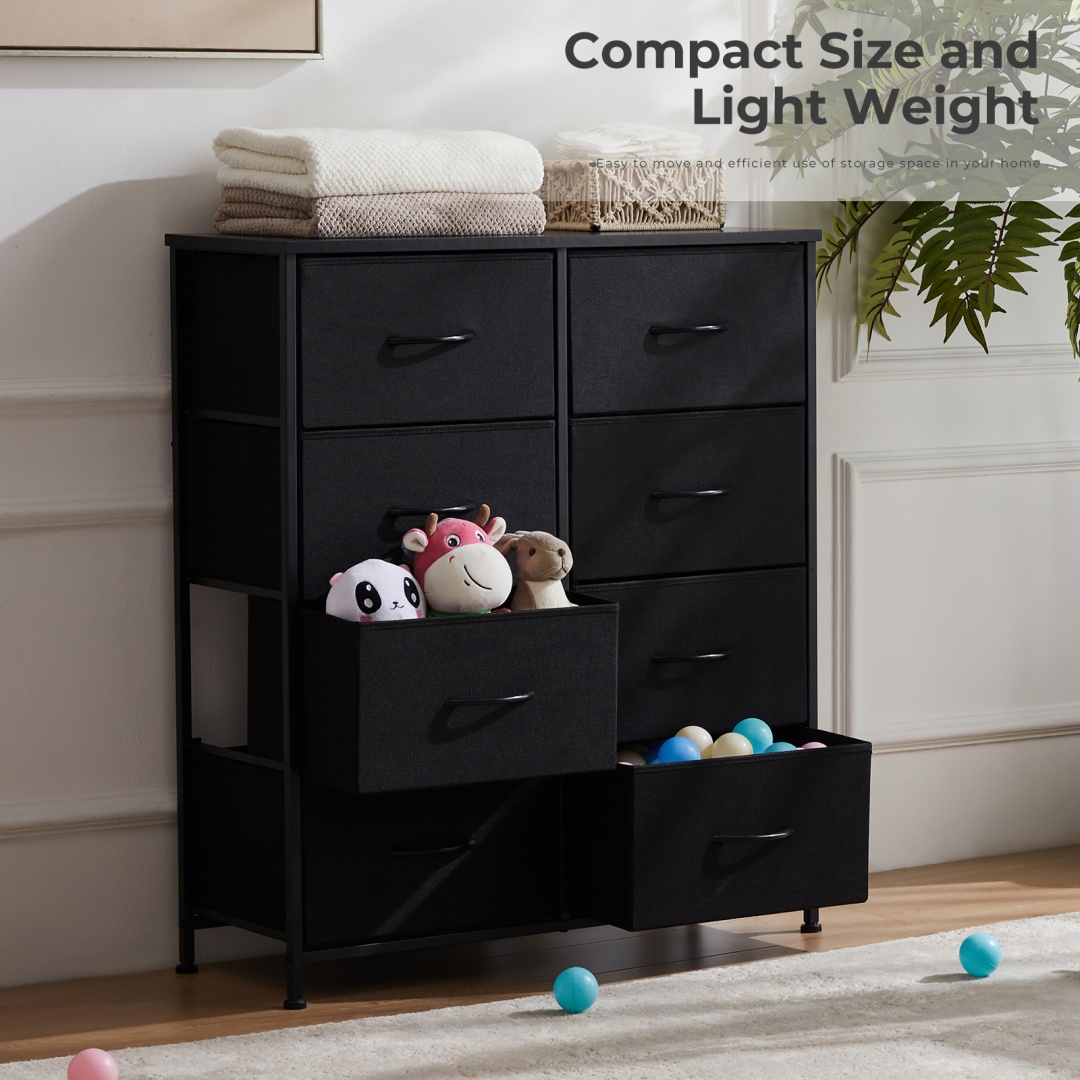 Tall Dresser Fabric Storage Tower ,Wooden Top For Kid Room, Closet, Entryway, Nursery image 14
