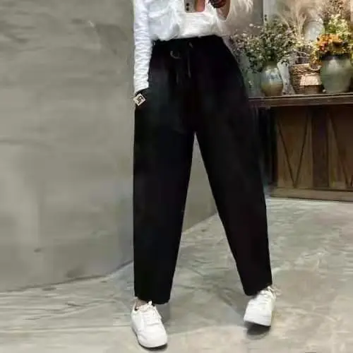 Cotton And Linen Pants Washed Wind Bamboo Linen Casual Black - Shop at LoveMi