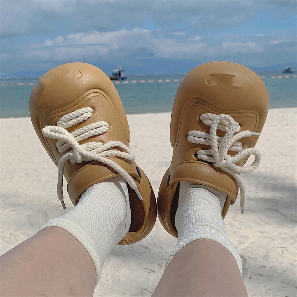 Summer Internet Celebrity Shit Feeling Platform Beach Shoes Caramel Mocha 36To37 - Shop at LoveMi