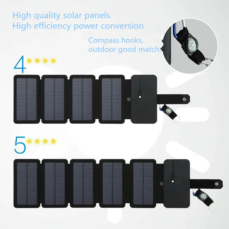 Outdoor Folding Solar Panel Charger Portable 5V 2.1A USB Output Devices Camp Hiking Backpack Travel Power Supply For Smartphones – image 2