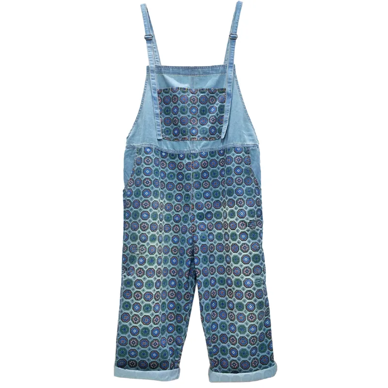 Denim Overalls Women's Loose Slimming Nine-point Jumpsuit - Blue