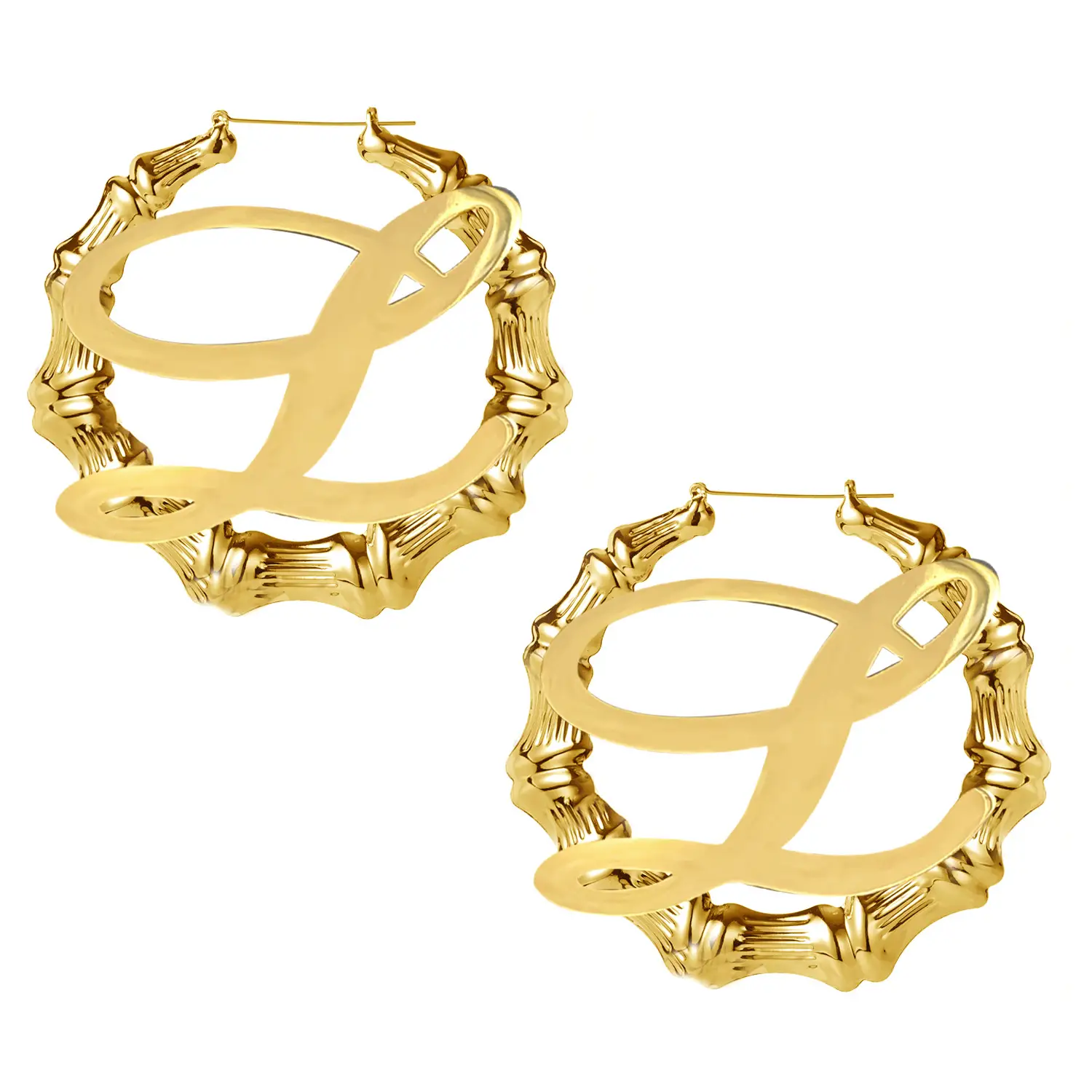 Europe And The United States New DIY Letters Stainless Steel Bamboo Earrings