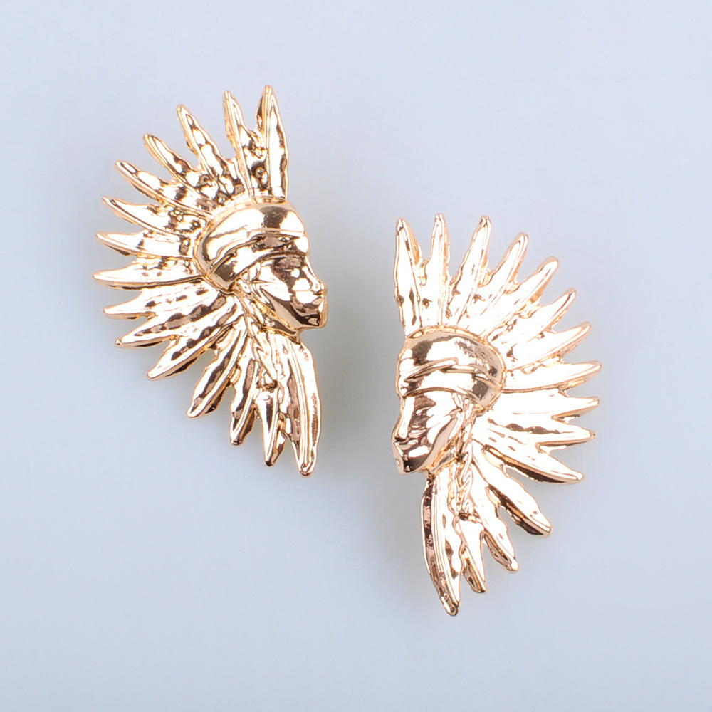 Ethnic Style Indian Head Alloy Earrings Women