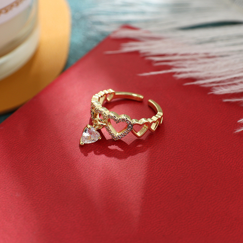 Japan And South Korea New Personality Ins Love Shape Copper Gilded Zircon