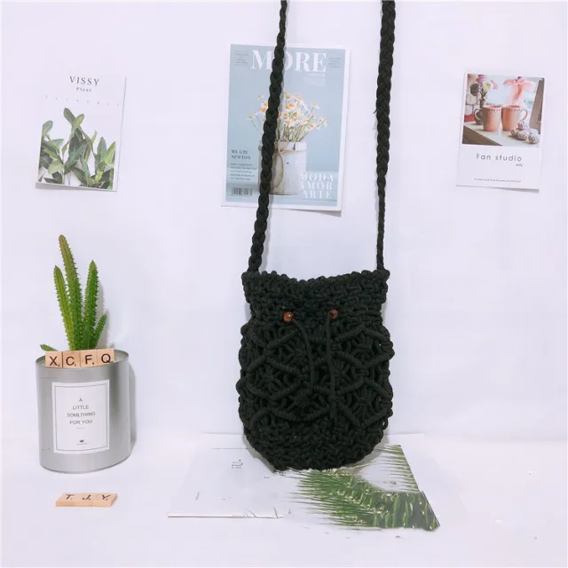 Messenger Bag Beach Vacation Straw Bag Black - Shop at LoveMi