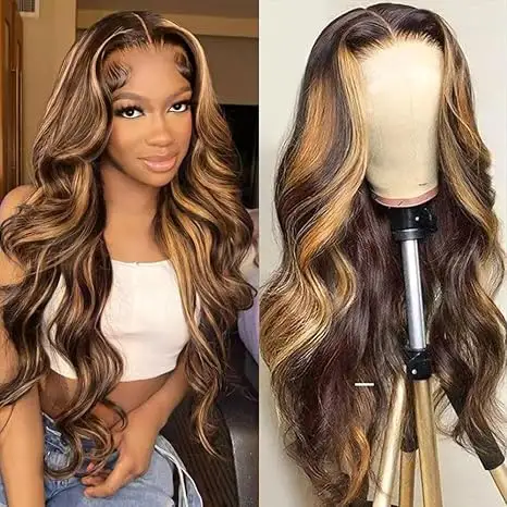 4x4 Lace Closure Human Hair Wig Highlight