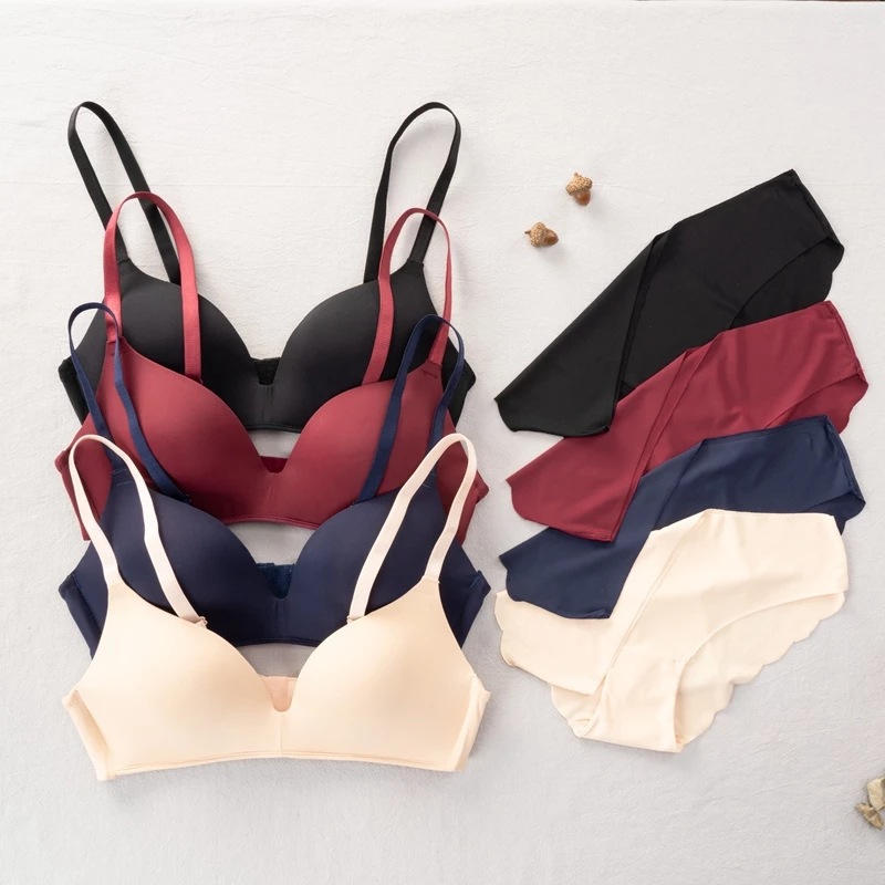 Fashion Seamless Gather Girls Bra Set