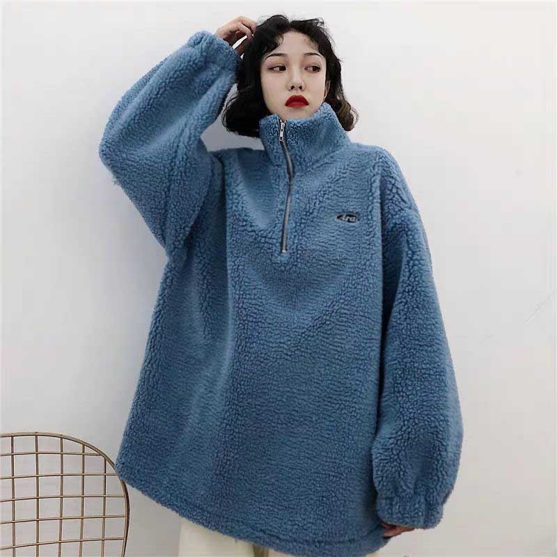 Lazy Style Lamb Velvet Sweater Women Thickened Autumn And Winter Furry Coat Jacket