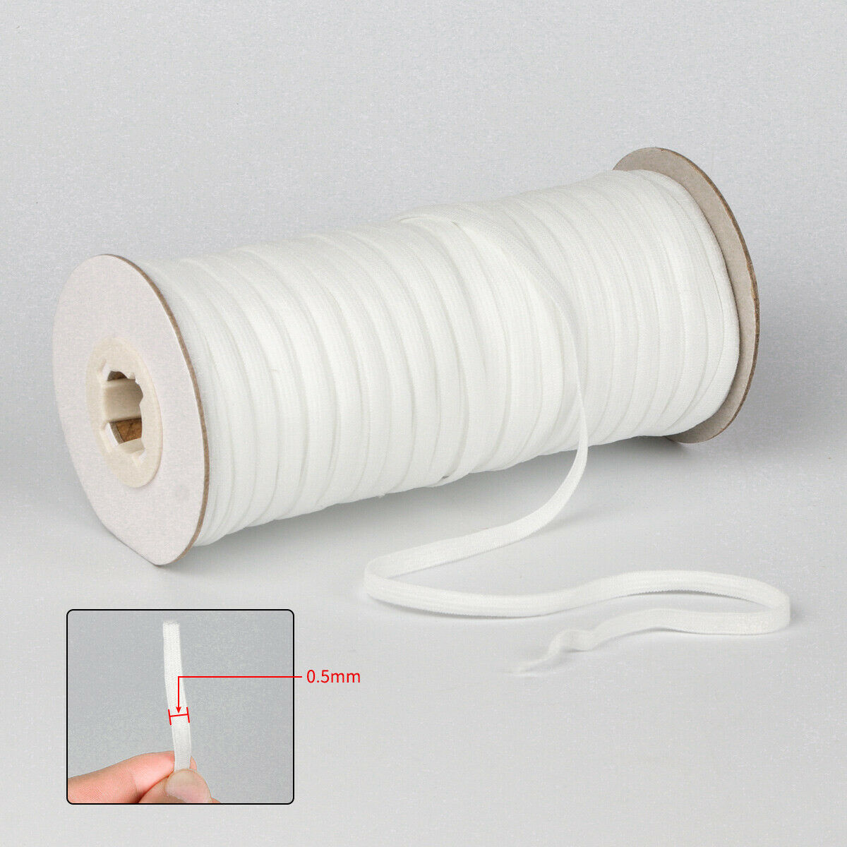 5mm 75 Yards White Flat Elastic Band image 3