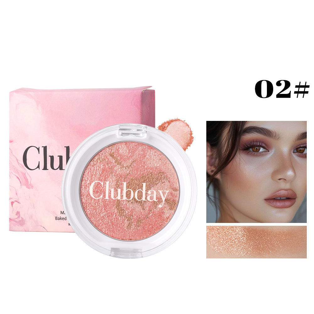 Three Color Streaky Flesh Highlight Powder Blusher Pearl Brightening Marble Pattern All-in-one Dish Rouge