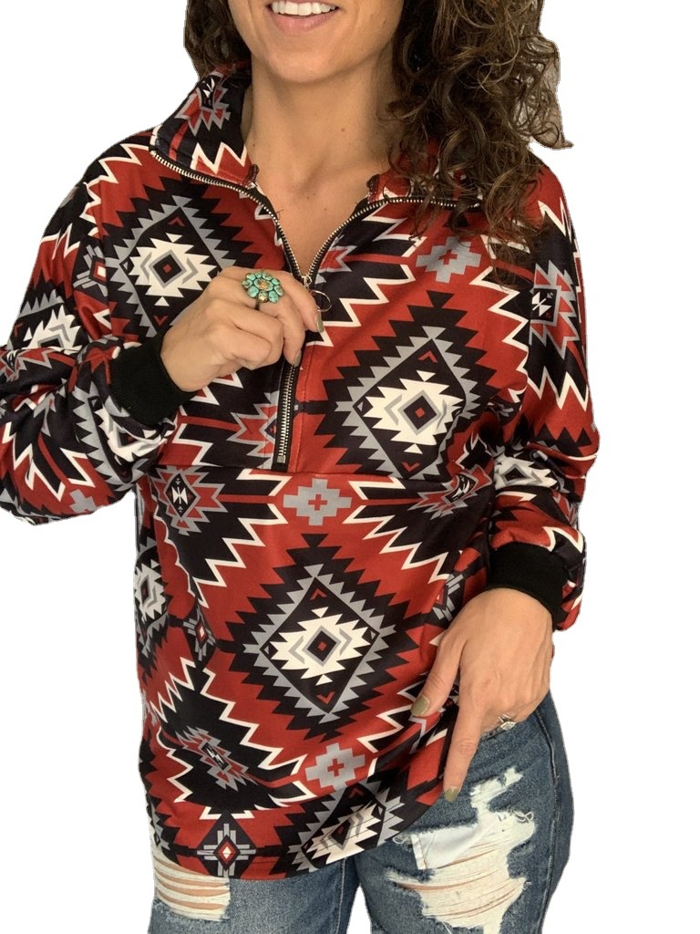 Title 2, The New Geometric Print Half-front Pullover Shirt