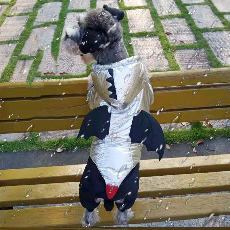 Halloween Funny Bat Silver Pet Cotton Coat - Silver