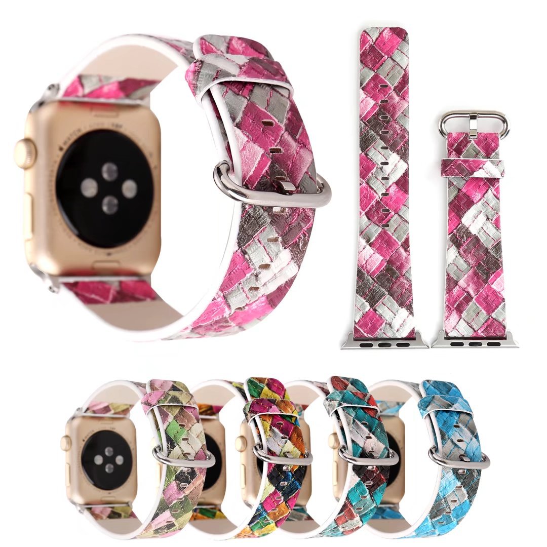 Watch Colorful Diamond Check Leather Strap