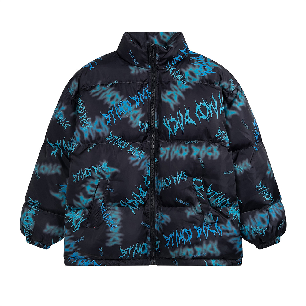 Men's Thickened Warm Letter Print Cotton Jacket