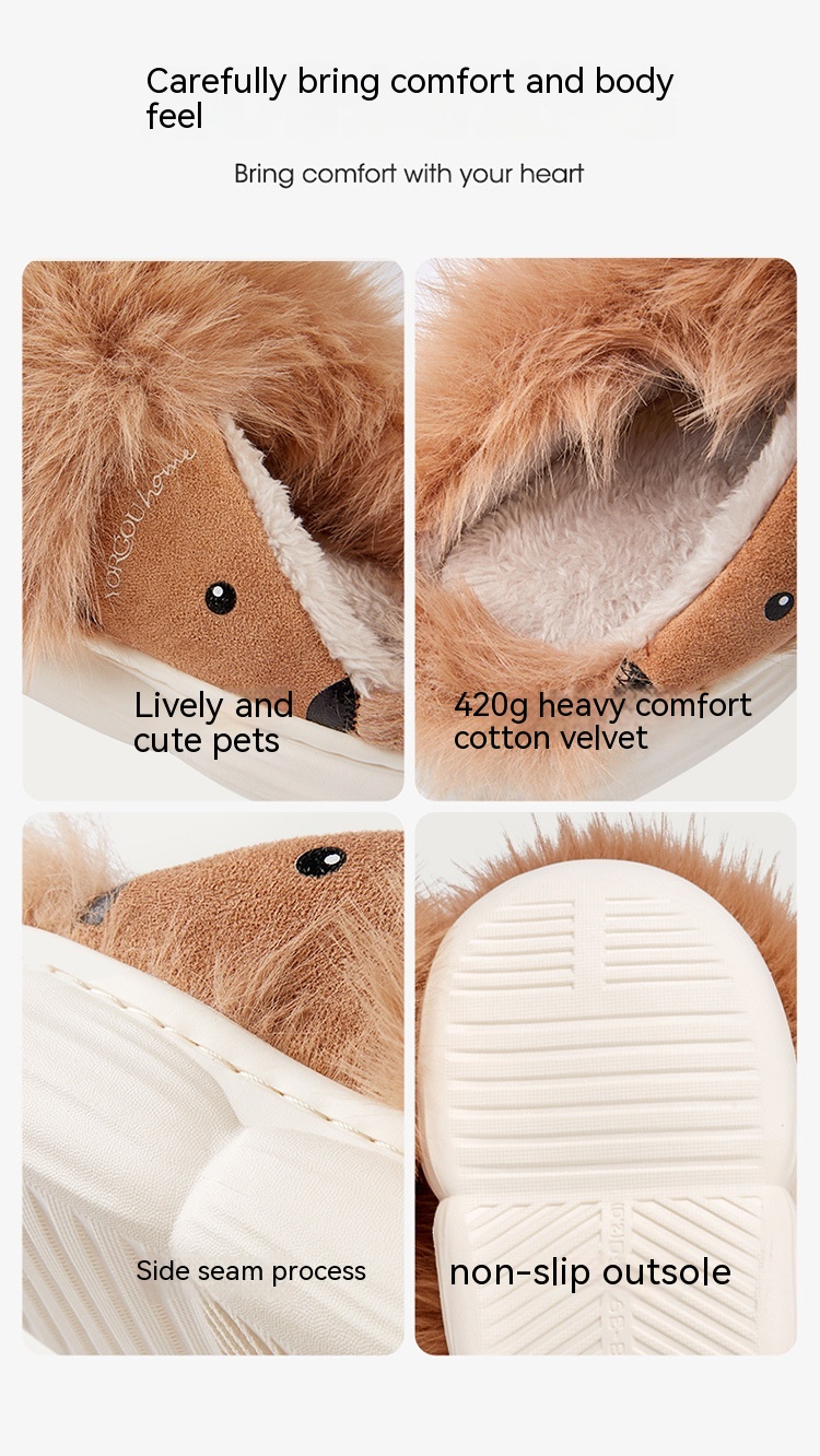 Title 6, Cute Little Hedgehog Cotton Slippers Female Aut...