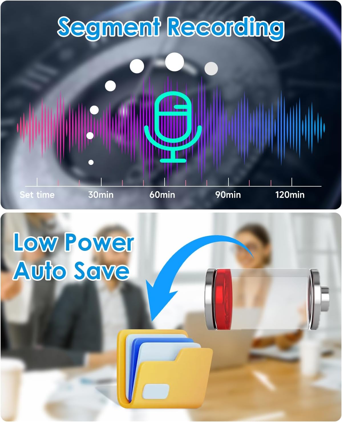 Digital Voice Recorder, 64GB Voice Activated Recorder With Noise Reduction For Work, Lectures, Meetings, Interviews