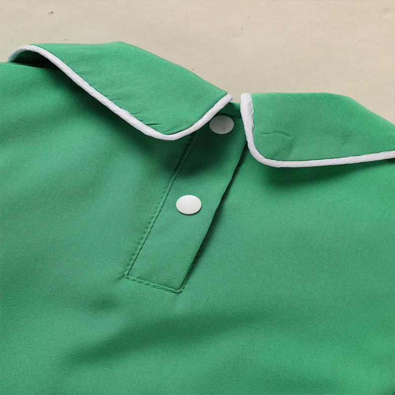 Baby Green Lapel Short Sleeve Romper Clover Print Button Detail Playsuit With Snap Closure